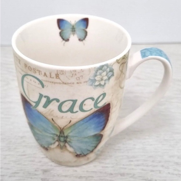 Christian Art Gifts Scripture Butterfly Mug “It Is By Grace You Have Been Saved” - Picture 2 of 9